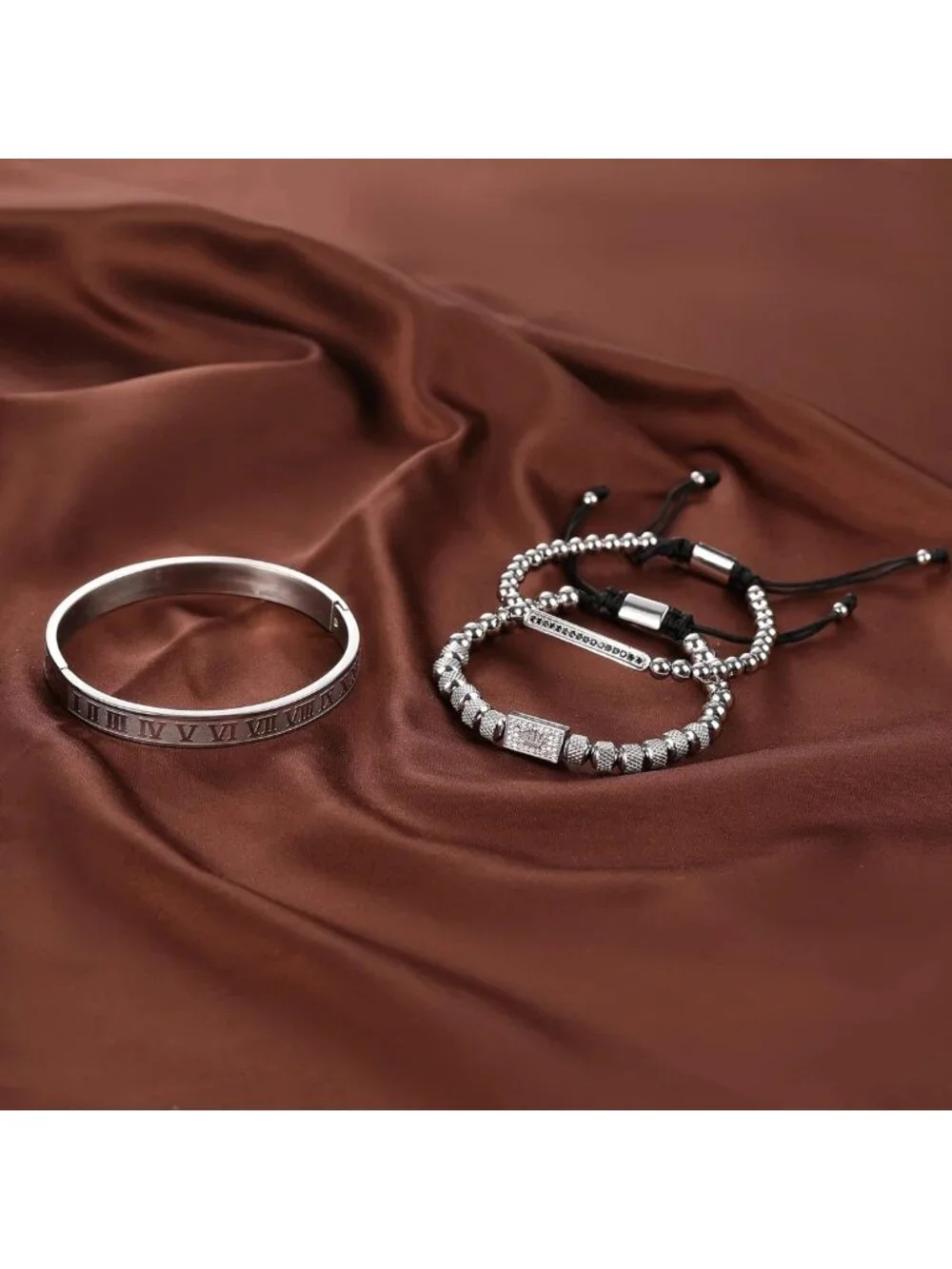 Stylish Stainless Steel Crown Cuff Bracelets for Men - 18kt Gold Set